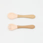 Baby Food Grade Wooden Handles Silicone Spoon Fork Cutlery
