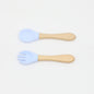 Baby Food Grade Wooden Handles Silicone Spoon Fork Cutlery