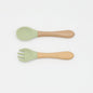 Baby Food Grade Wooden Handles Silicone Spoon Fork Cutlery